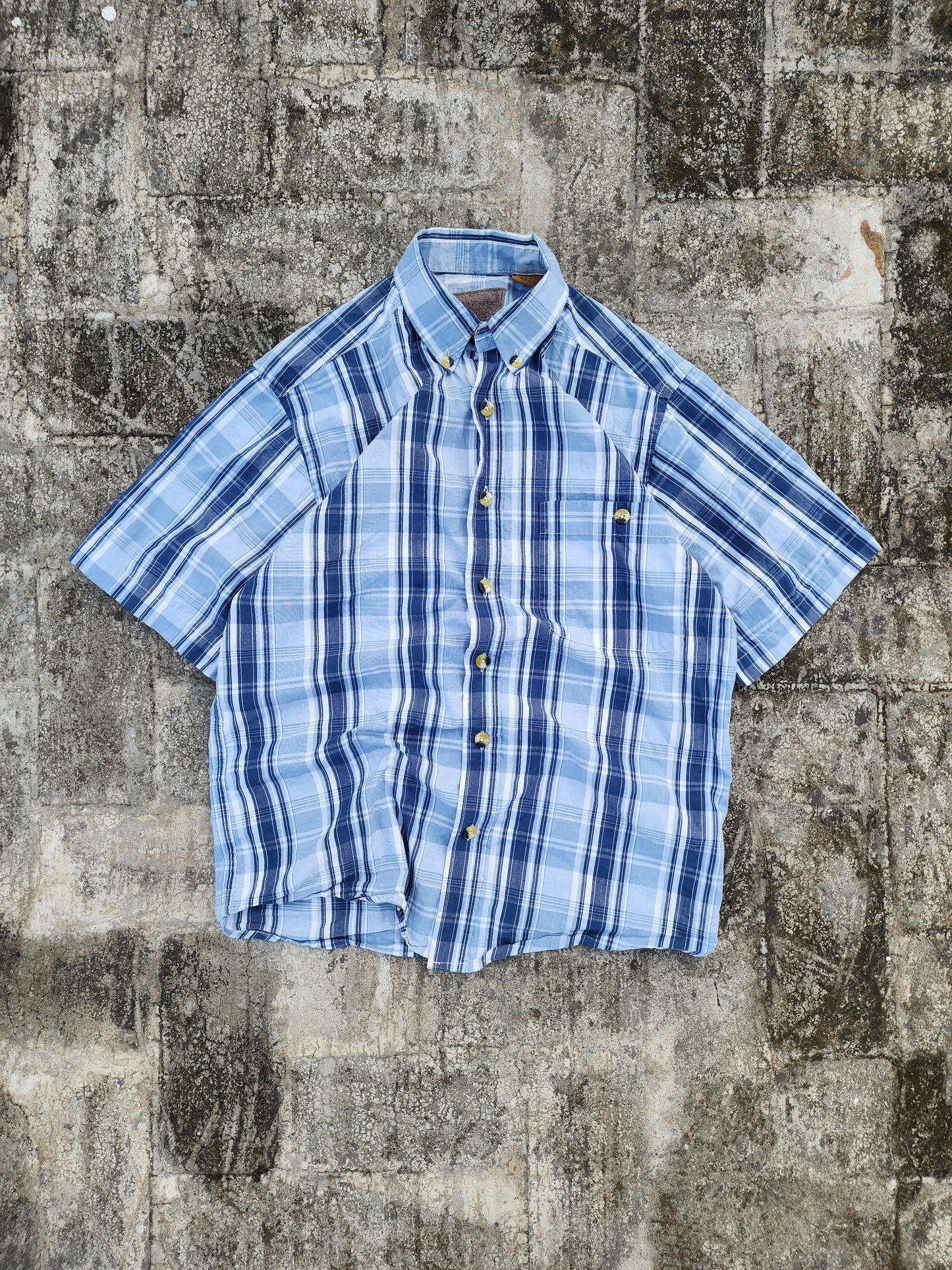 Clear Water Vintage Blue Boxy Button up (S/M)
