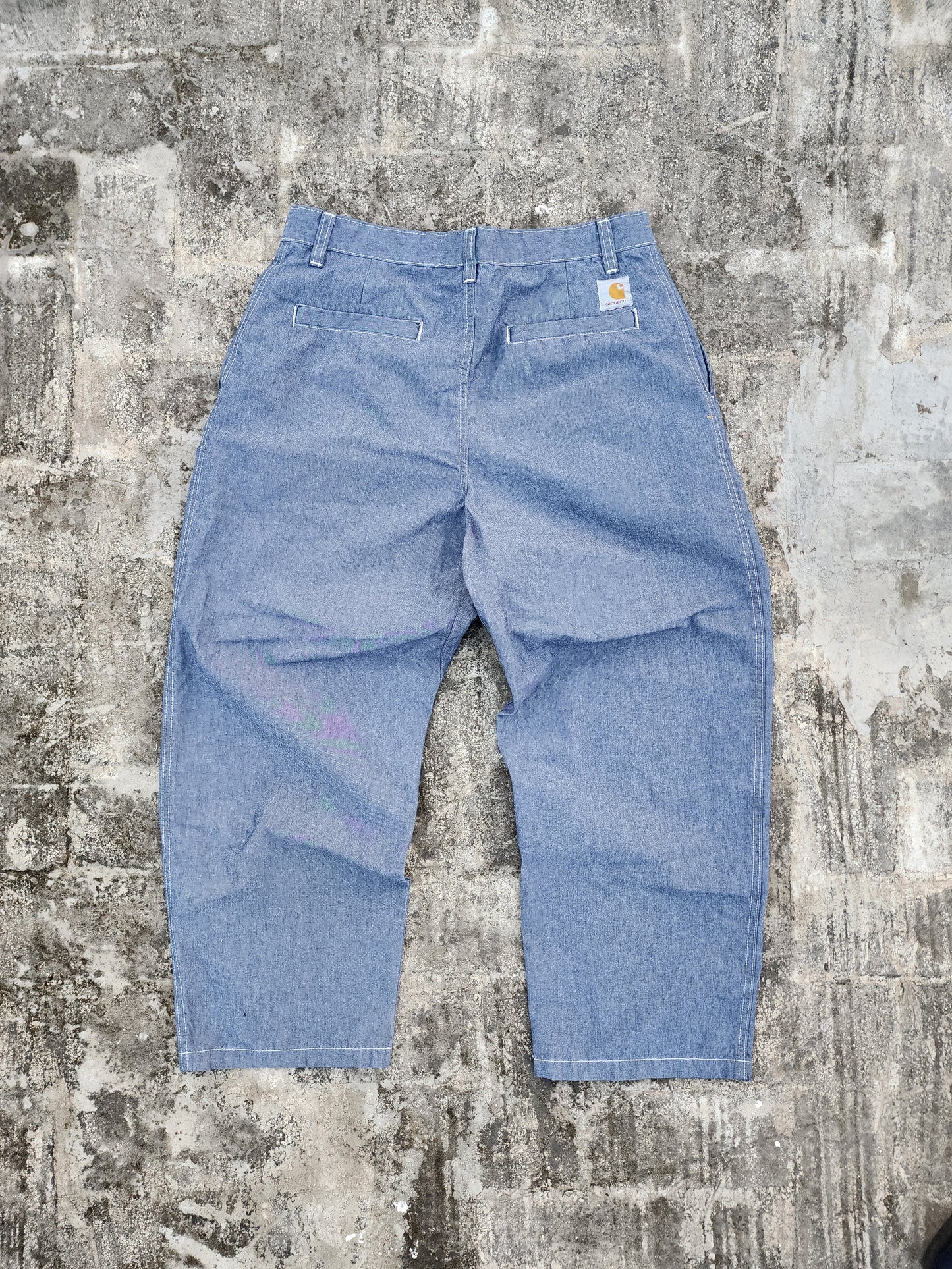 Carhartt Super Baggy Faded-Blue Colored Denim Trousers (33) ( Rare )