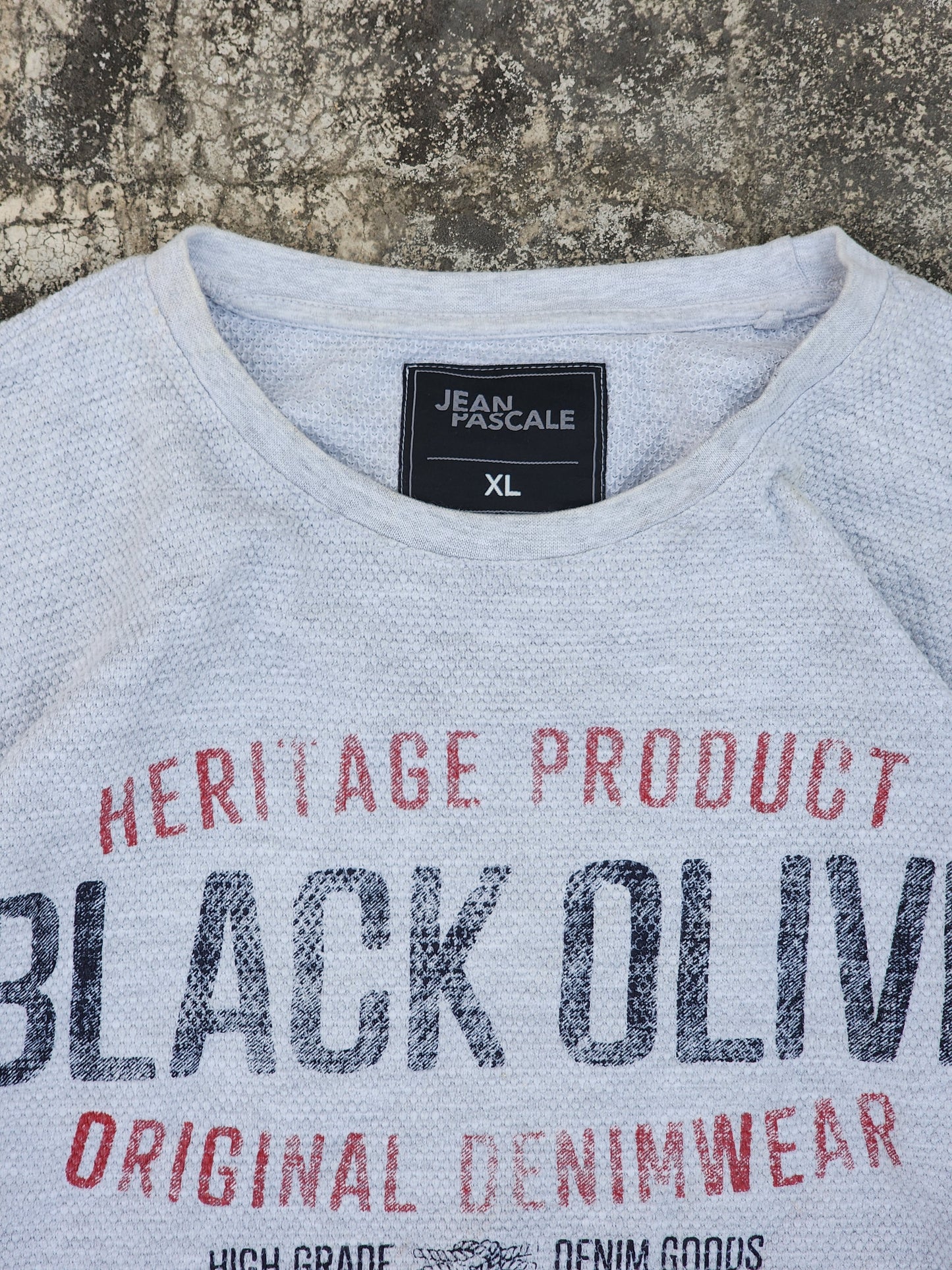 Vintage Grey Texturized Jean Pascale Black Oliver Sweatshirt (M)