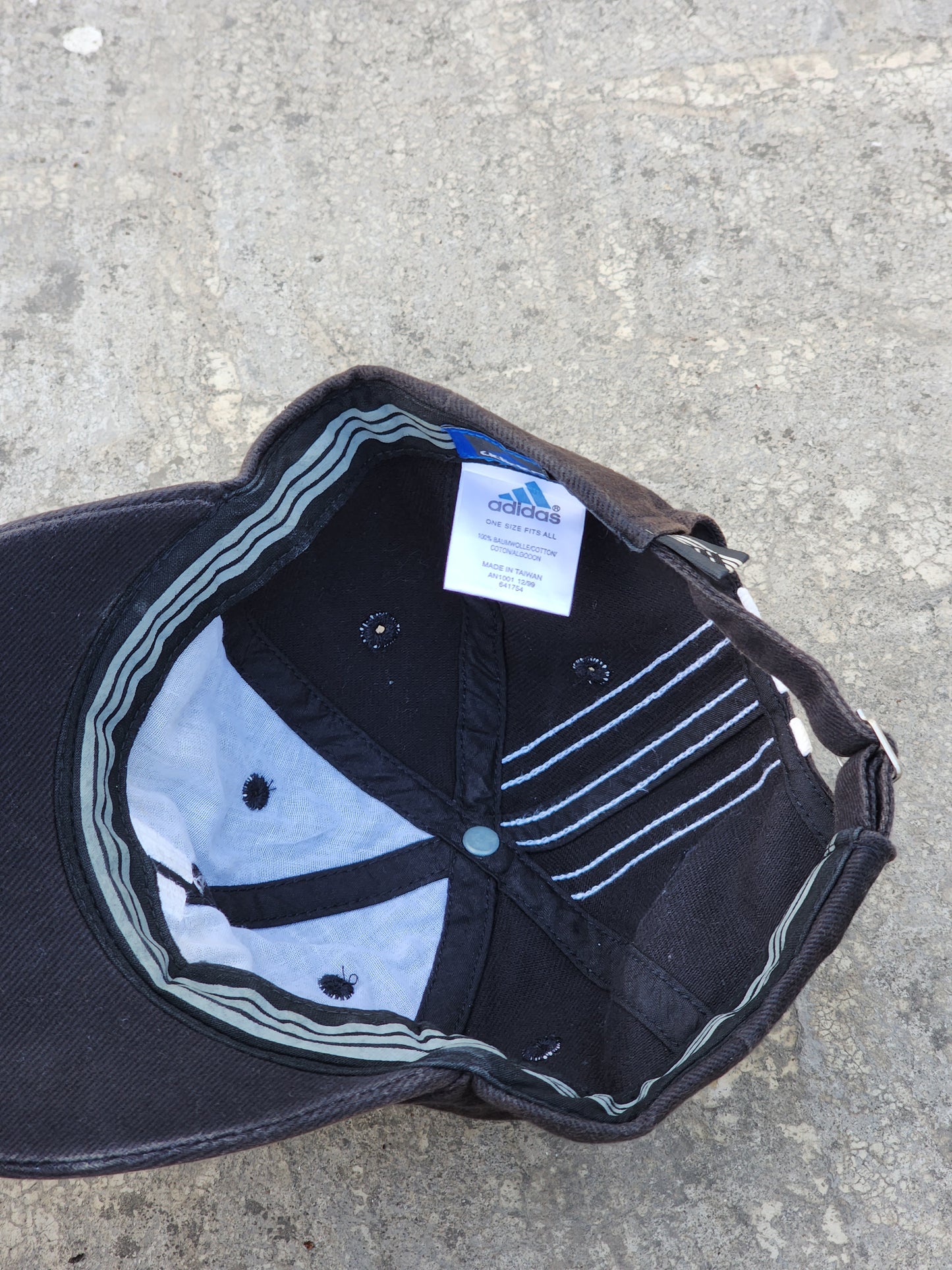 Vintage Adidas Three Stripes Black Faded Cap
