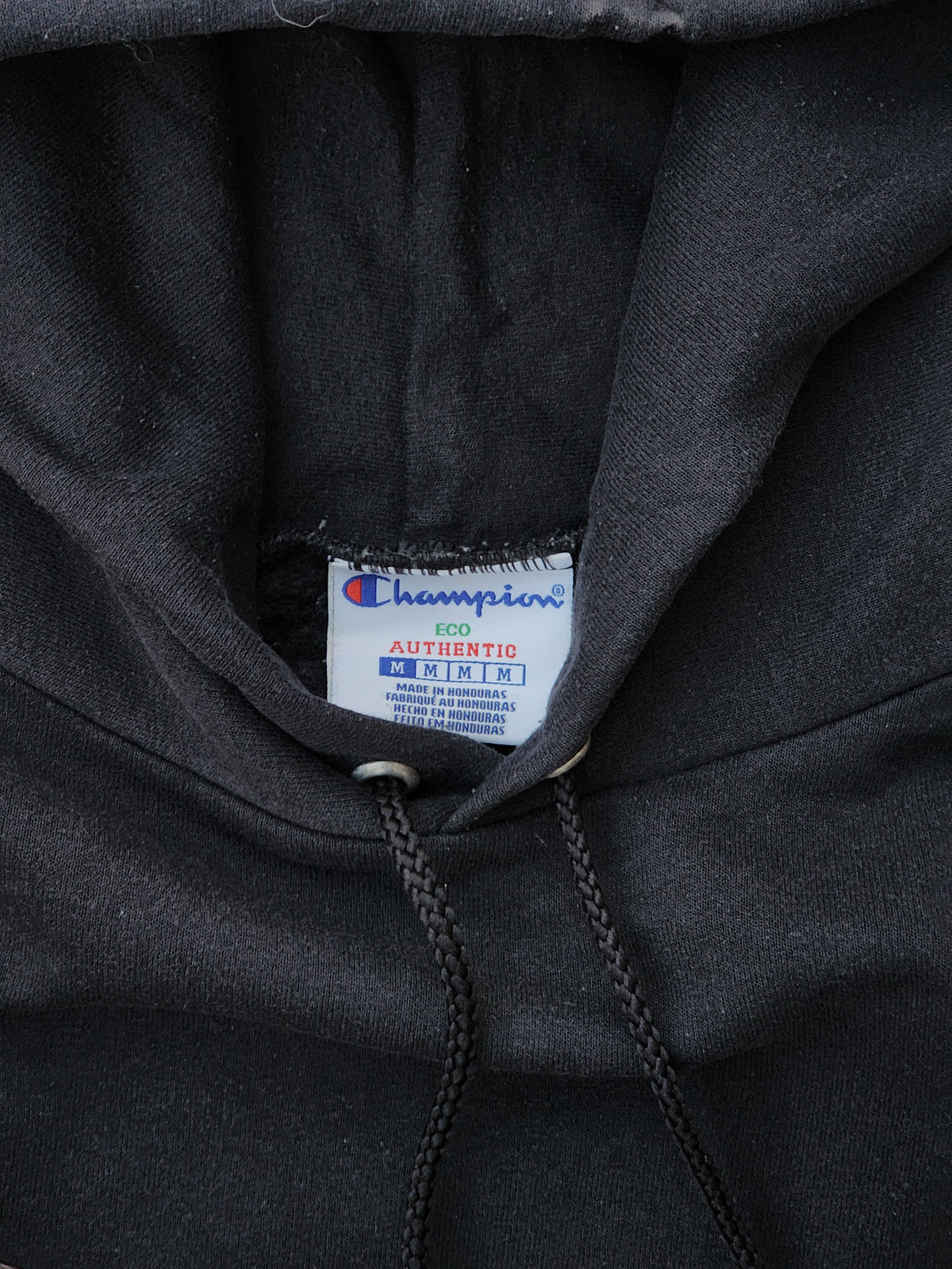 Champion Eco Authentic Black Plain Hoodie (M)