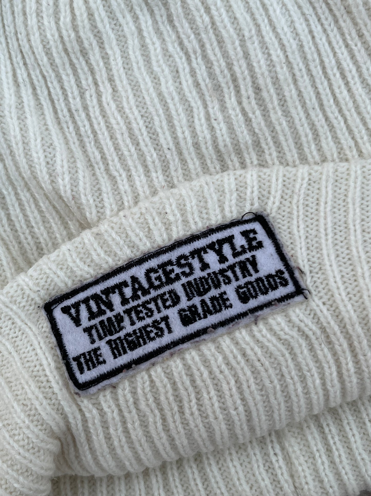 Vintage Style White Knit Beanie
