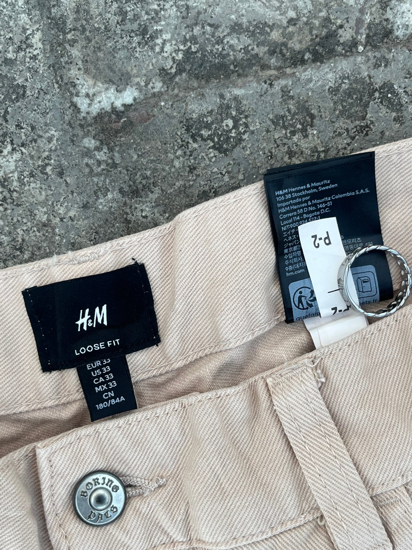 H&M Beige Baggy Jeans (34)