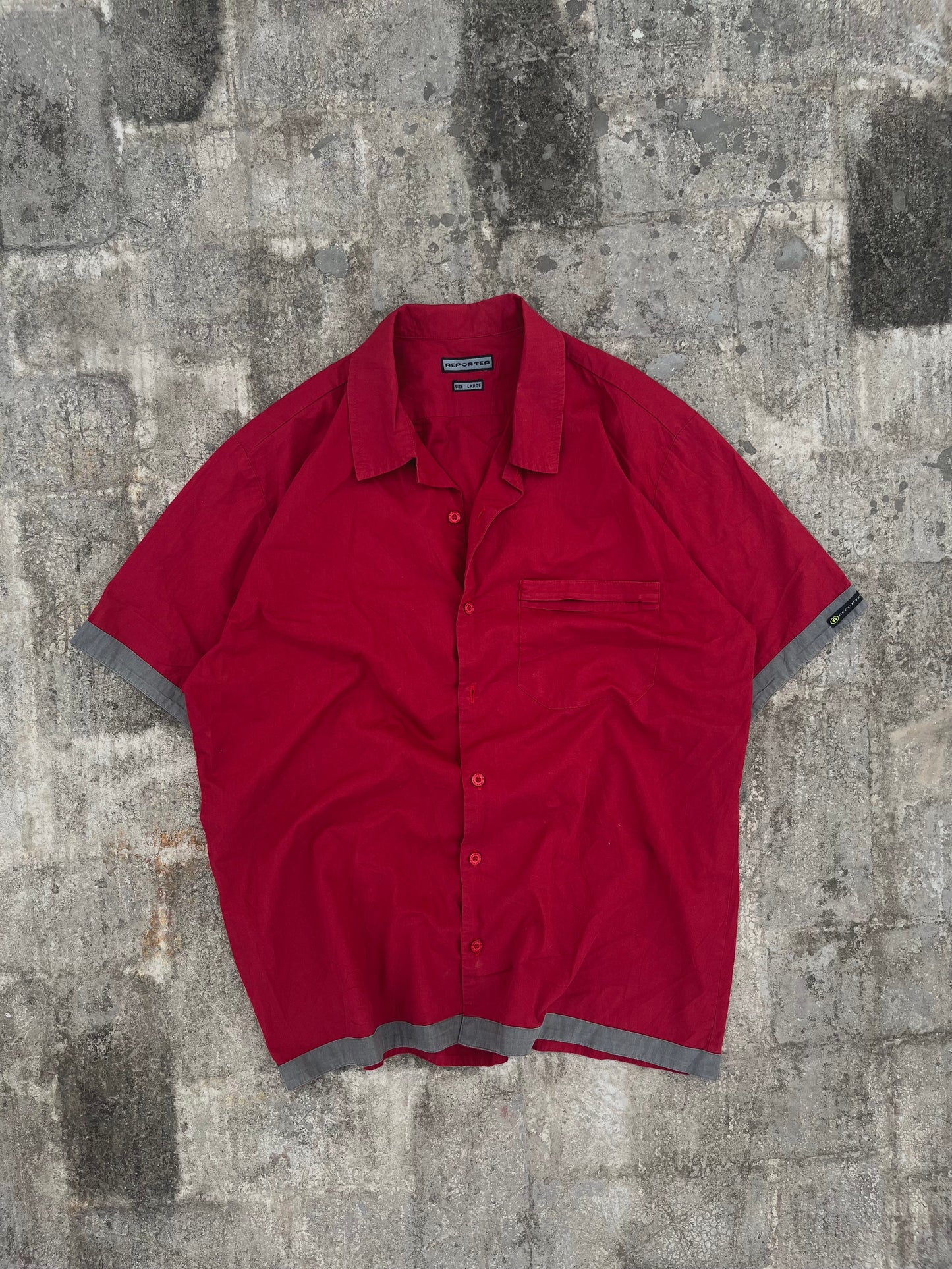 Vintage Red Boxy Cropped Mechanic Tee (M/L)