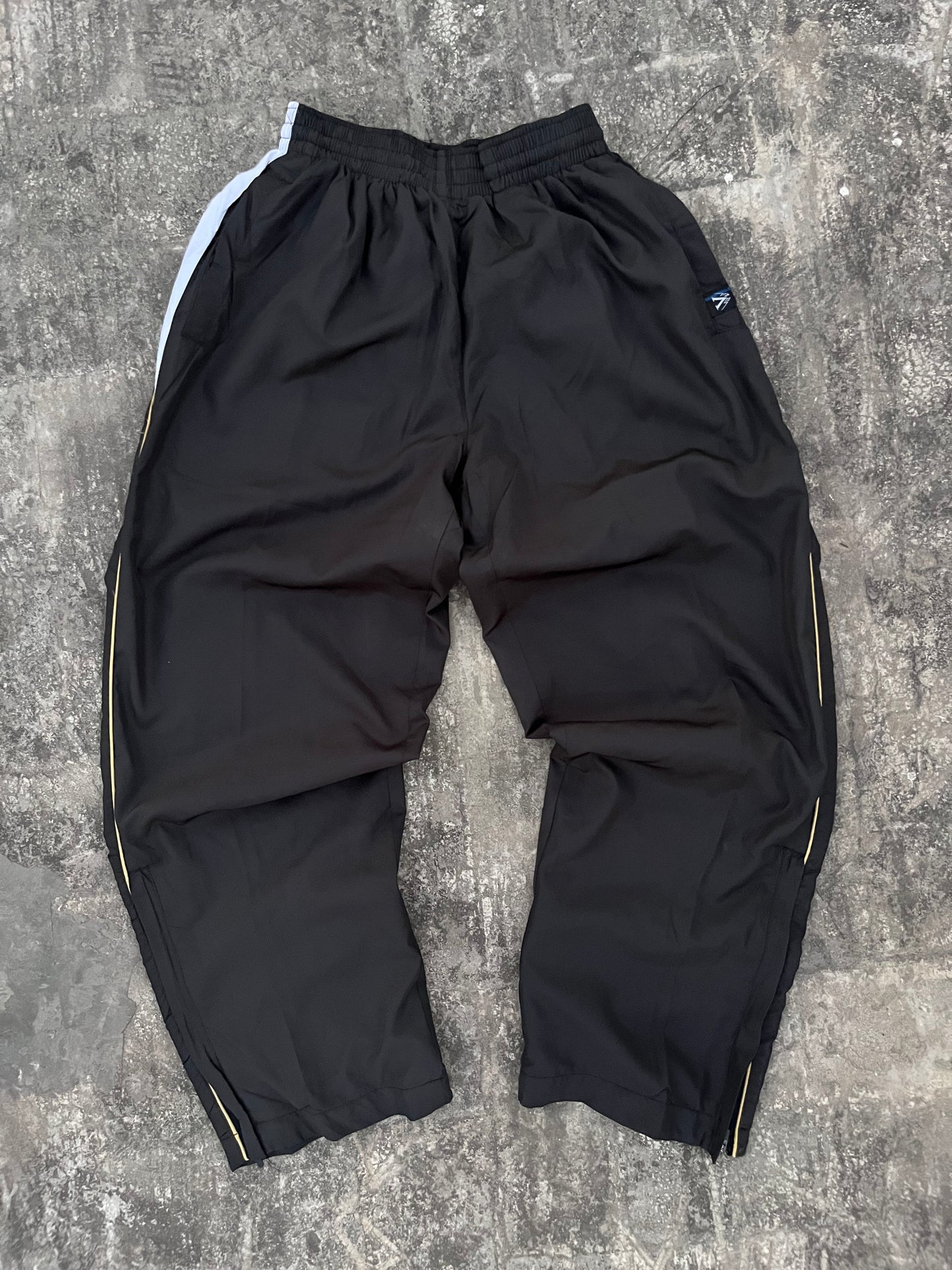 V Black Trackpants with Gold Stripes (M)