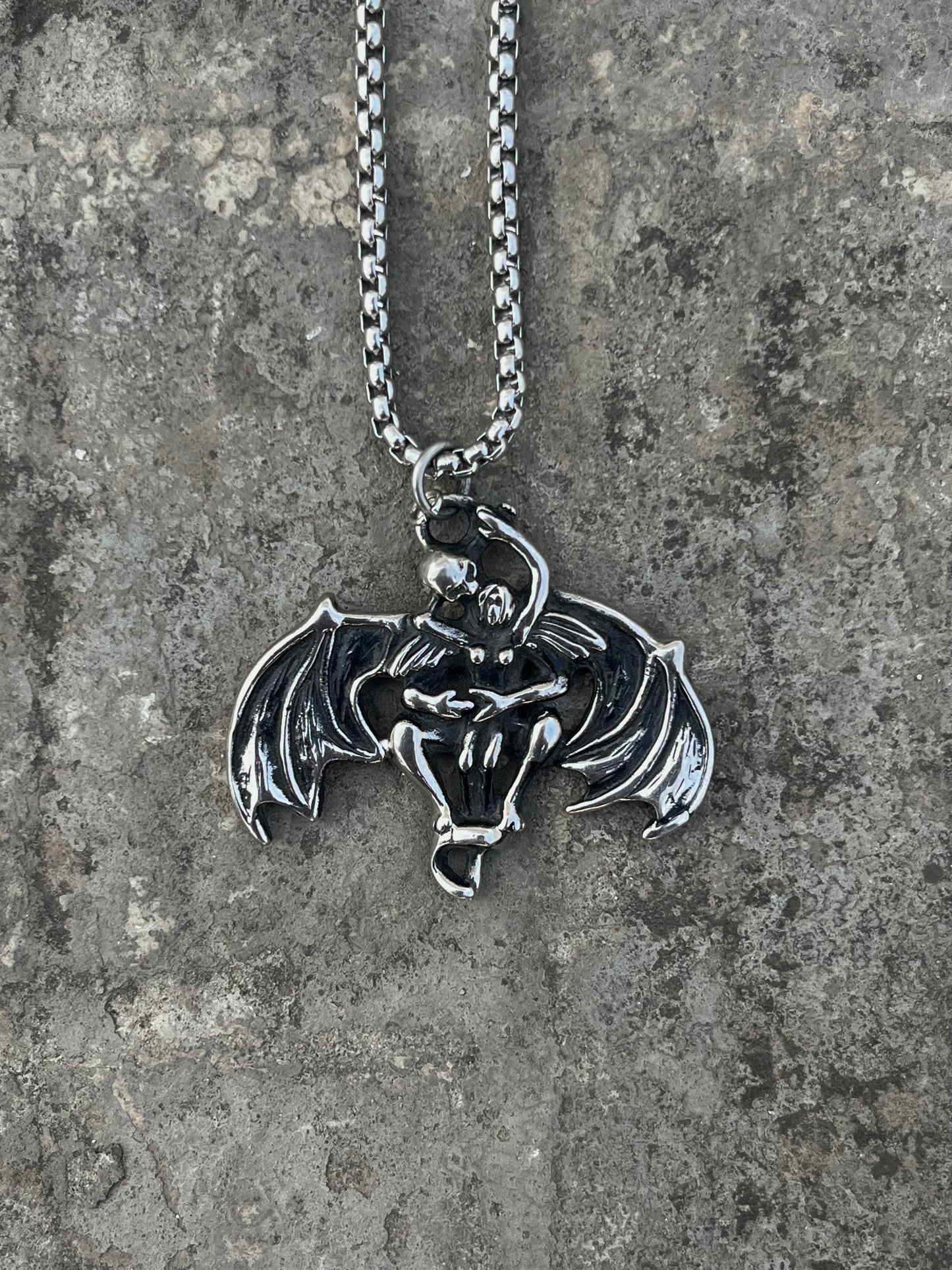 Vintage Silver Winged Gargoyle Pendant