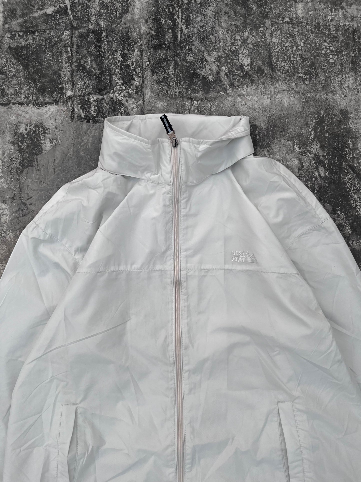 First Down Full White Windbreaker (M)