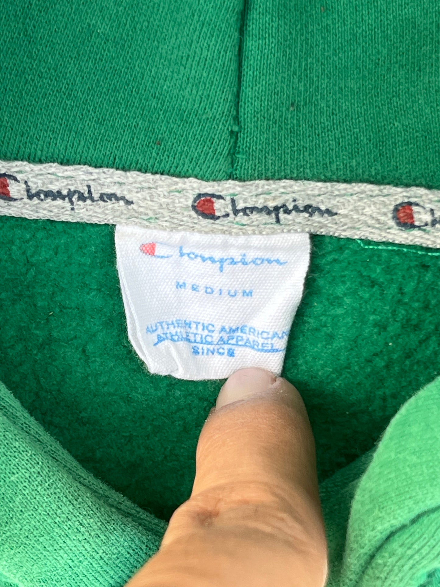 Vintage Champion Green Hoodie Oversized and Boxy Fit