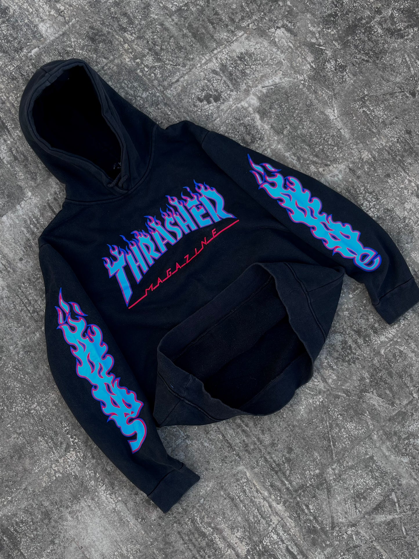 Thrasher Blue Flames Oversized Hoodie (S)