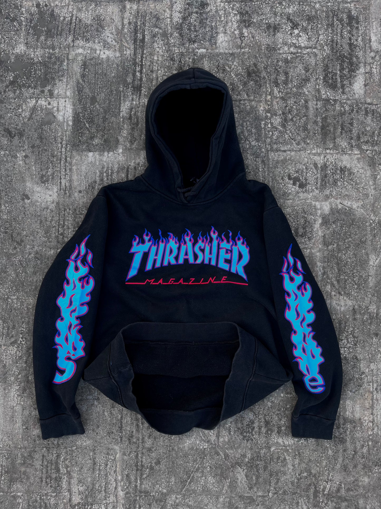 Thrasher Blue Flames Oversized Hoodie (S)