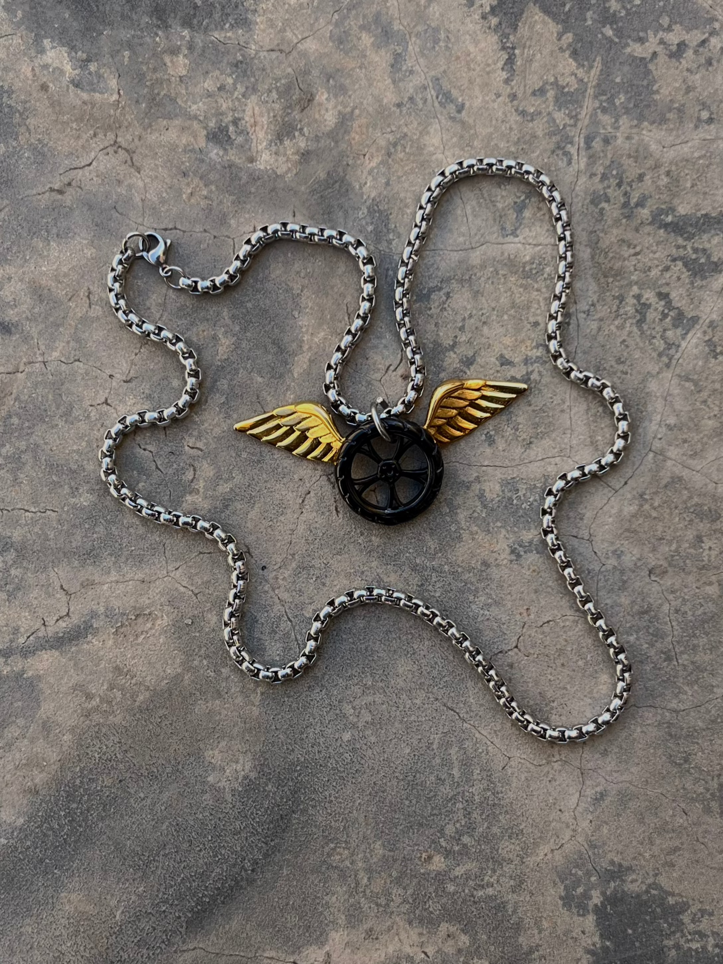 Angel Wings Wheel Pendant