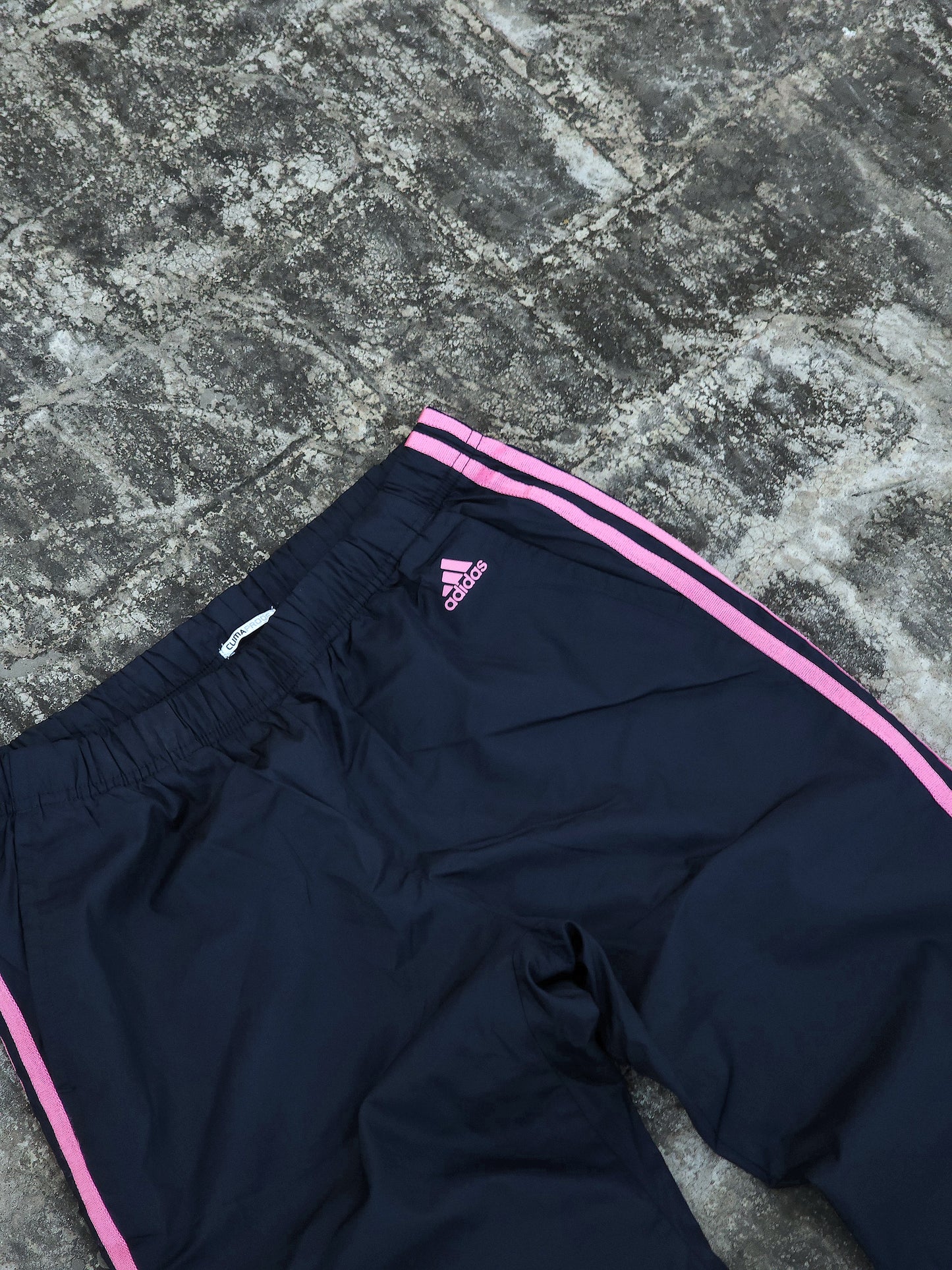 Adidas Dark Blue Pink Striped Flared Baggy Trackpants (S/M)