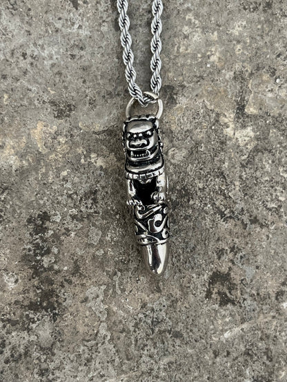 Ancient Engraving Silver Tooth Necklace