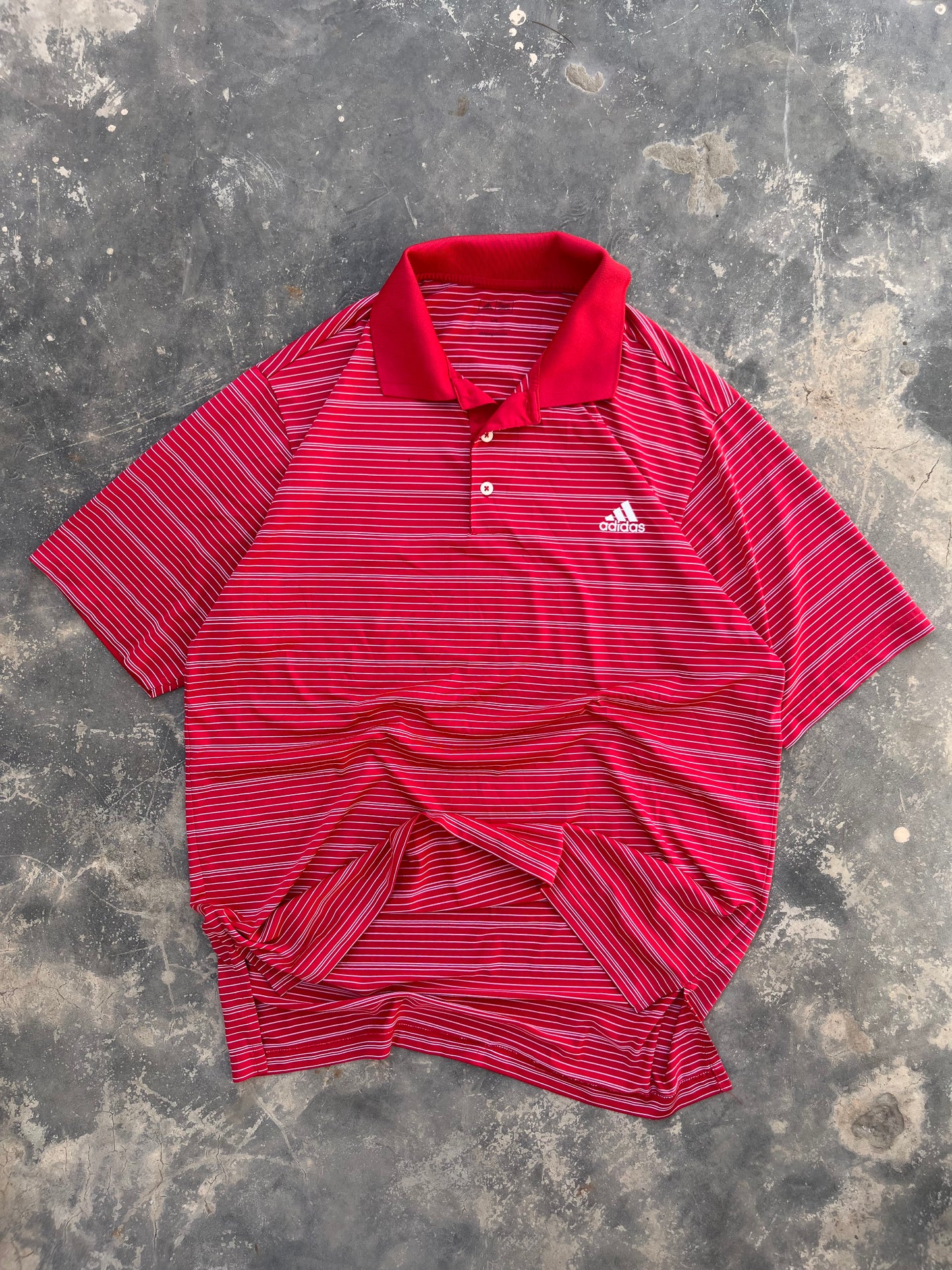 Adidas Red/White Jersey Polo (L)