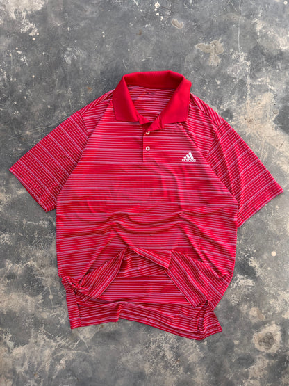 Adidas Red/White Jersey Polo (L)