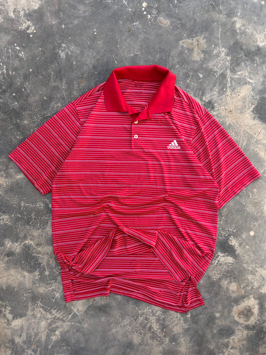Adidas Red/White Jersey Polo (L)