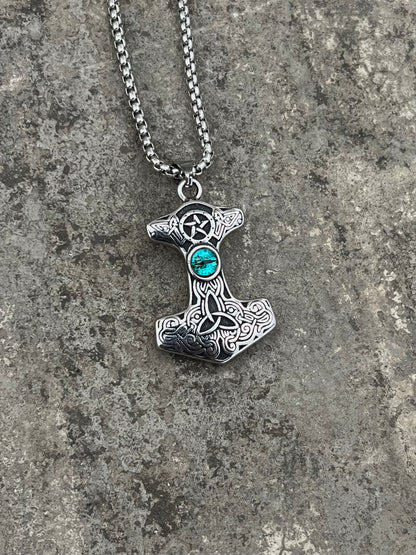 Mythic Thor's Hammer Blue Eye Pendant