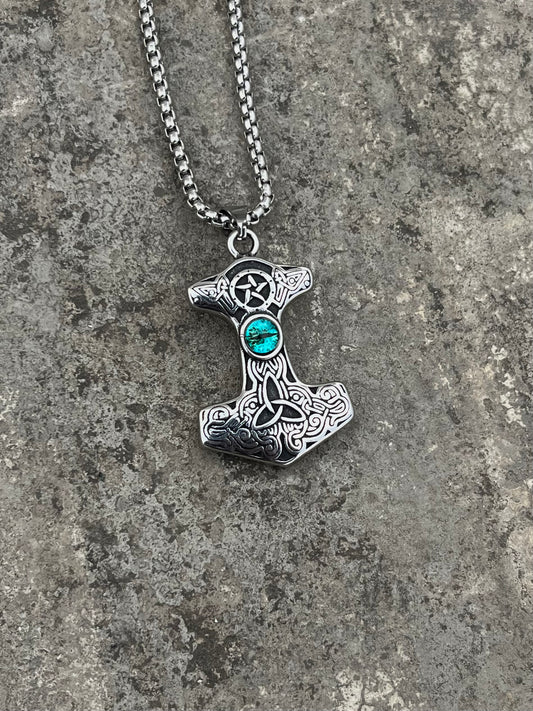 Mythic Thor's Hammer Blue Eye Pendant