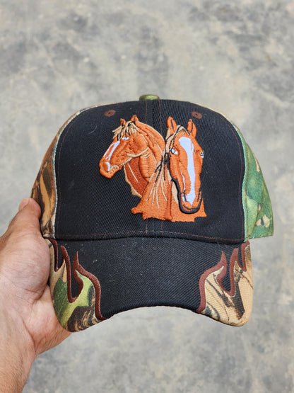 Horse RIding Camo Flames Cap