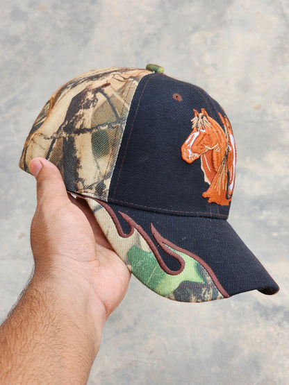 Horse RIding Camo Flames Cap