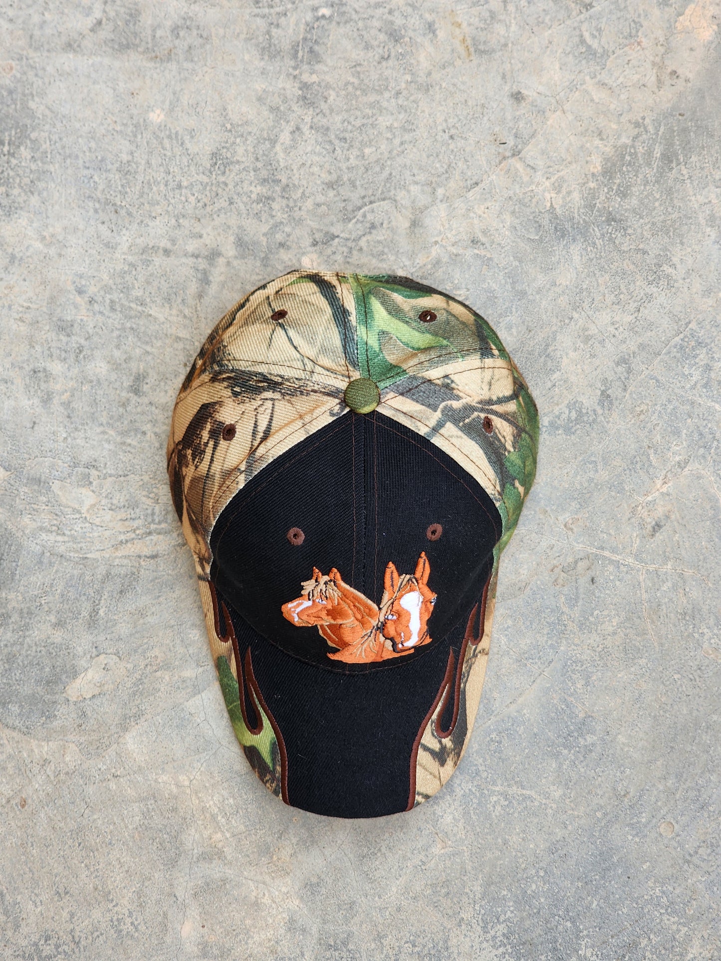 Horse RIding Camo Flames Cap