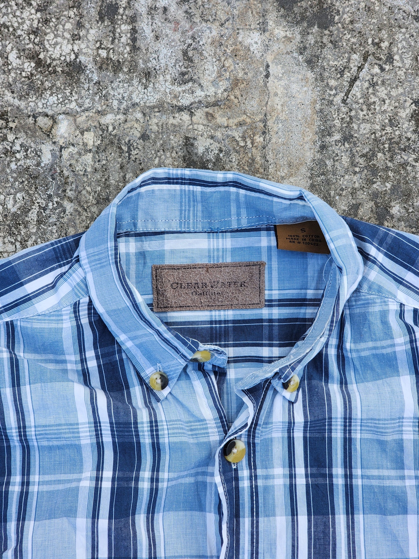 Clear Water Vintage Blue Boxy Button up (S/M)