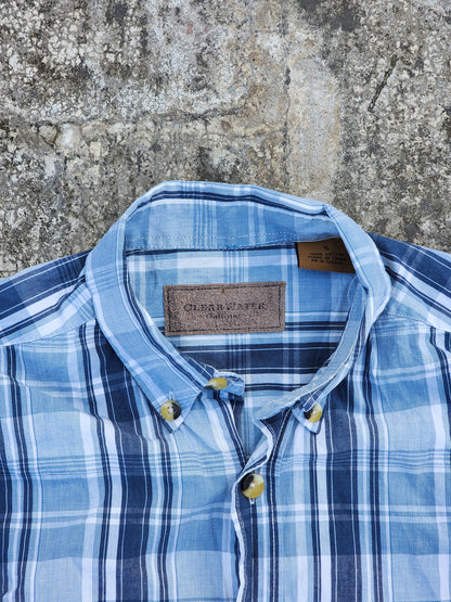 Clear Water Vintage Blue Boxy Button up (S/M)