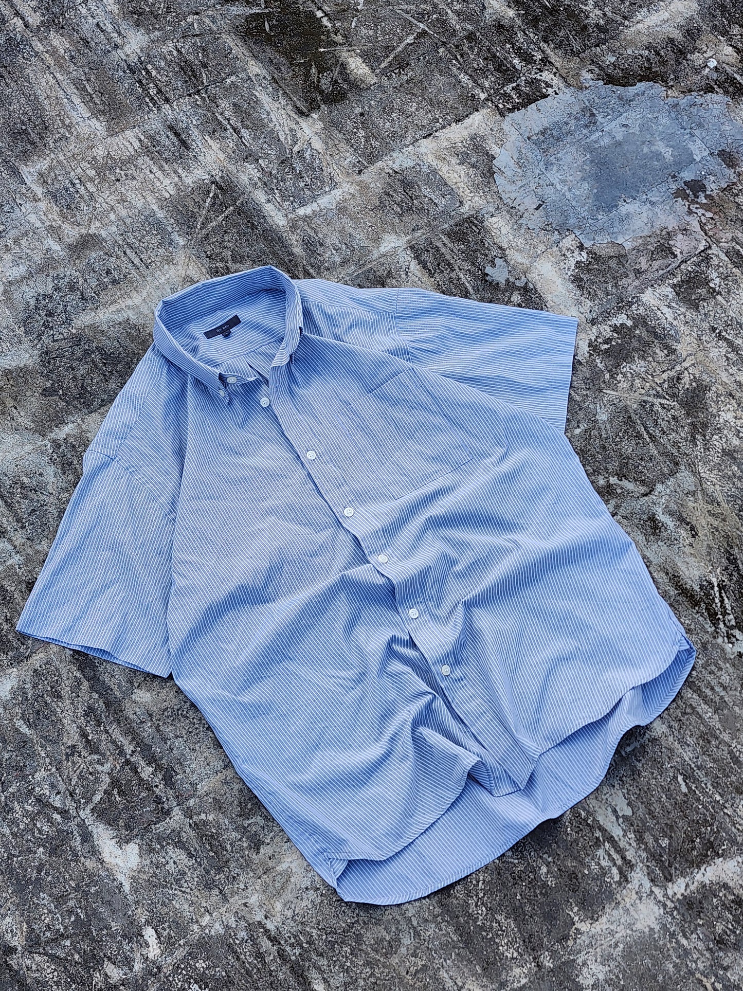 Tex Man Grey and White Boxy Tee (L)