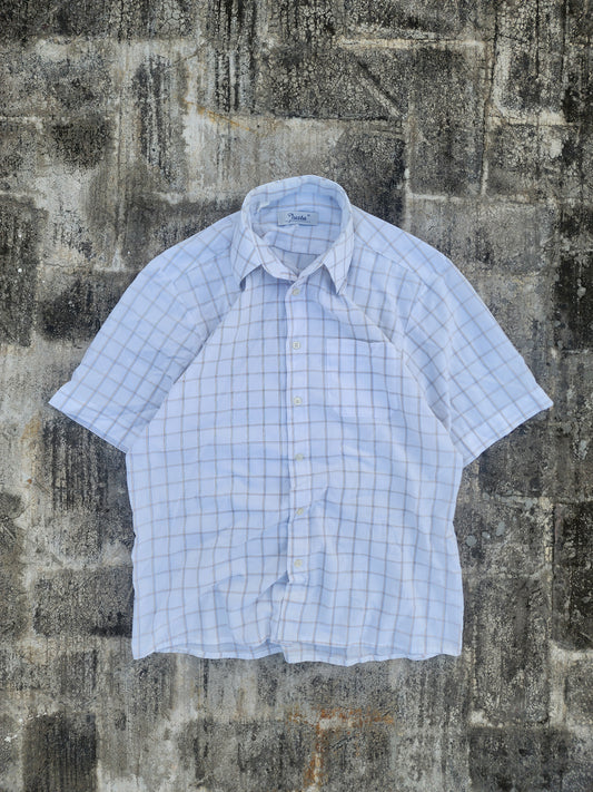 Vintage Justa White Button Up Boxy tee (L)