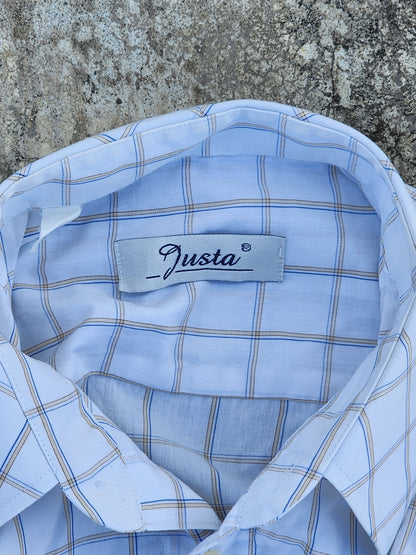 Vintage Justa White Button Up Boxy tee (L)