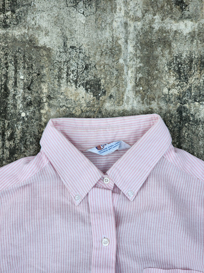 Y2K Women's Pink Striped Button Down (L)