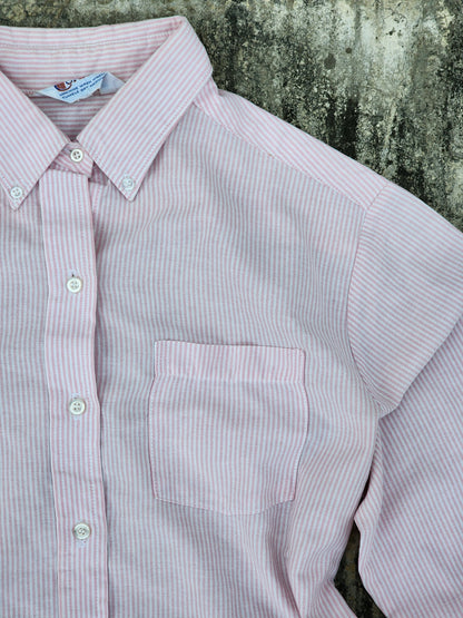Y2K Women's Pink Striped Button Down (L)