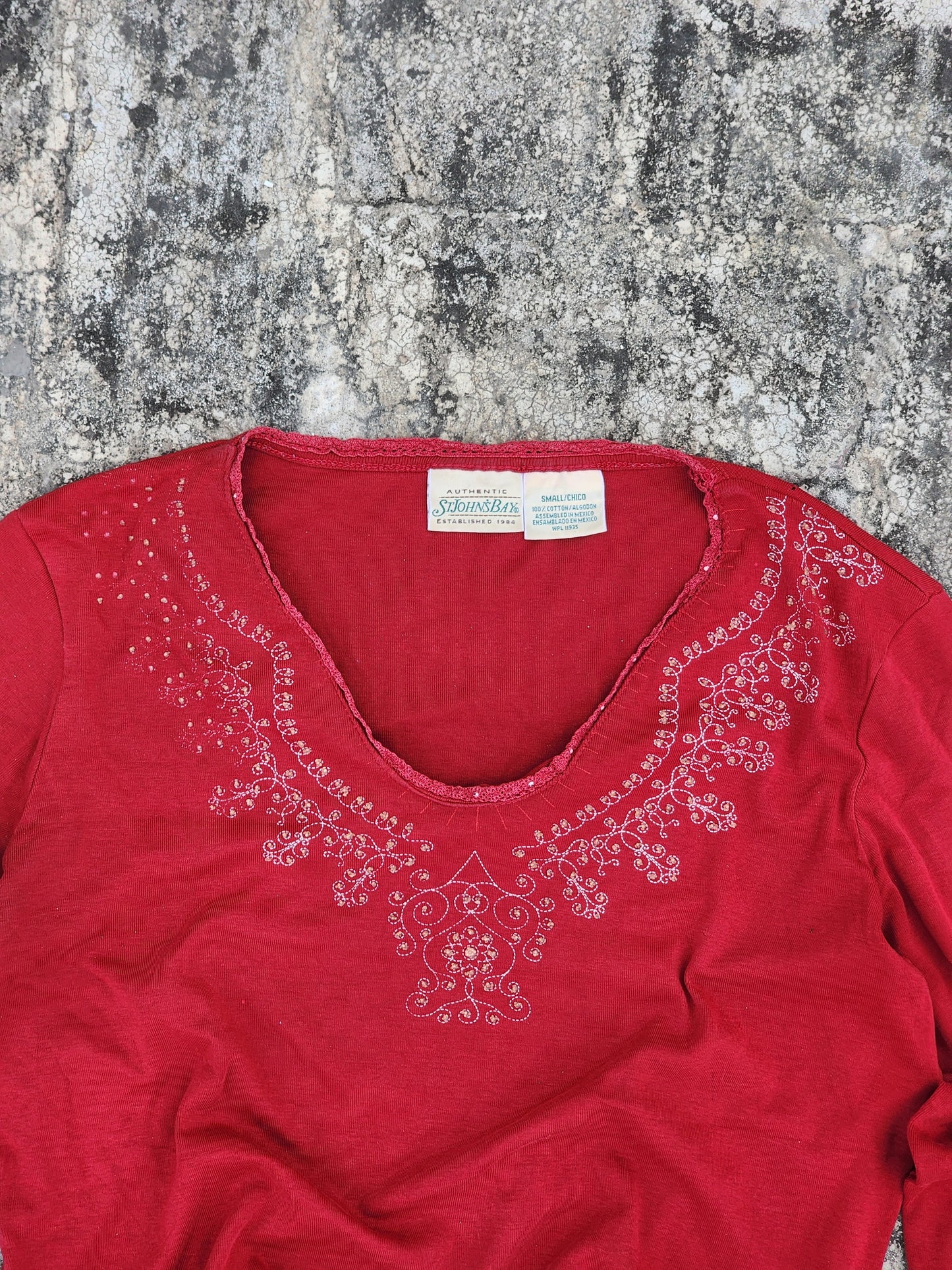 ST Johns Bay Red Y2K women's top (M)
