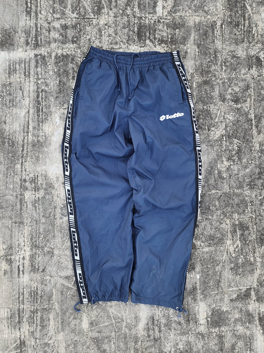 Vintage Lotto Blue Logo Stripes Baggy Trackpants (M/L)