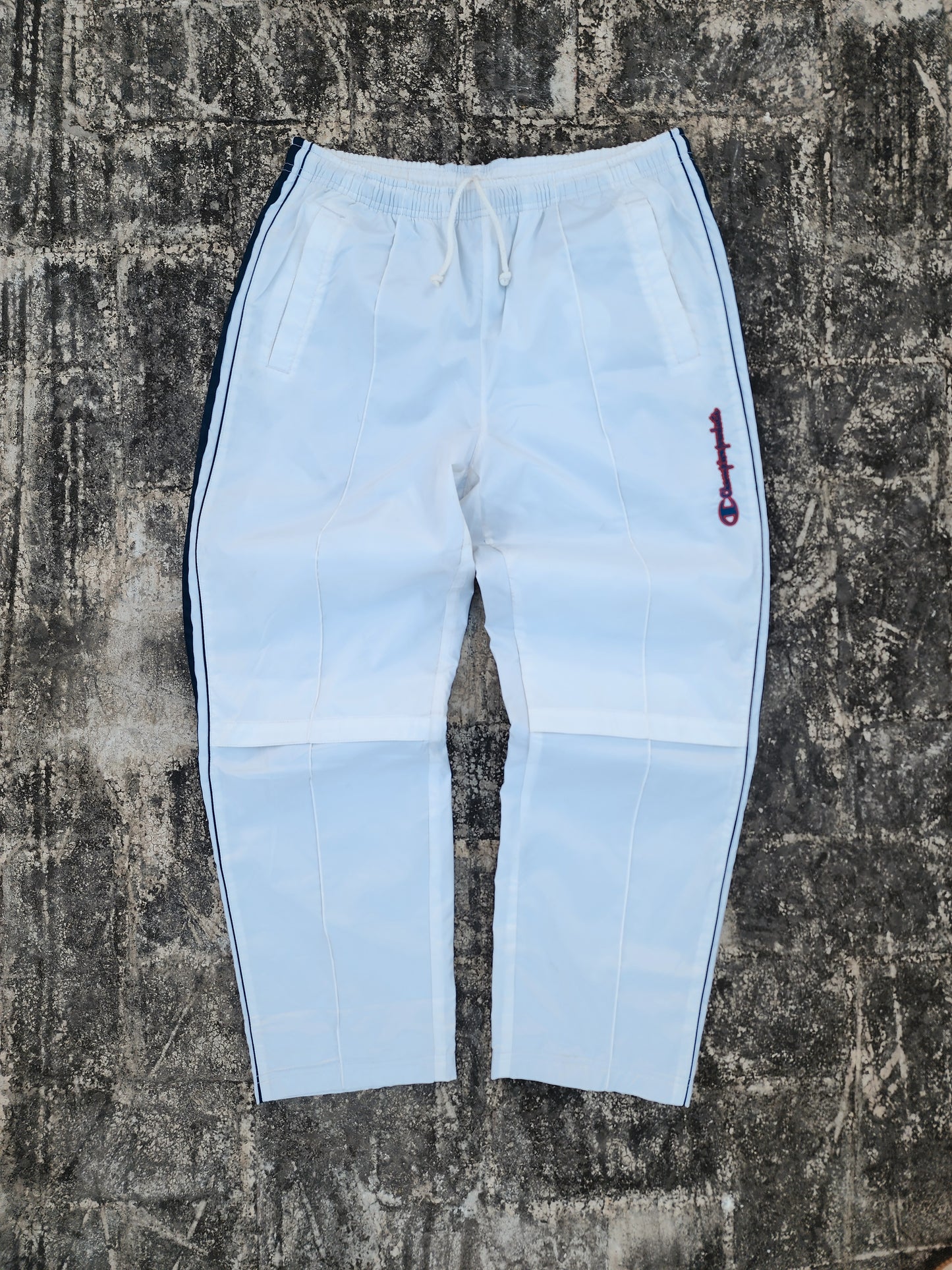 Vintage Champion White Pleated Trackpants (S)