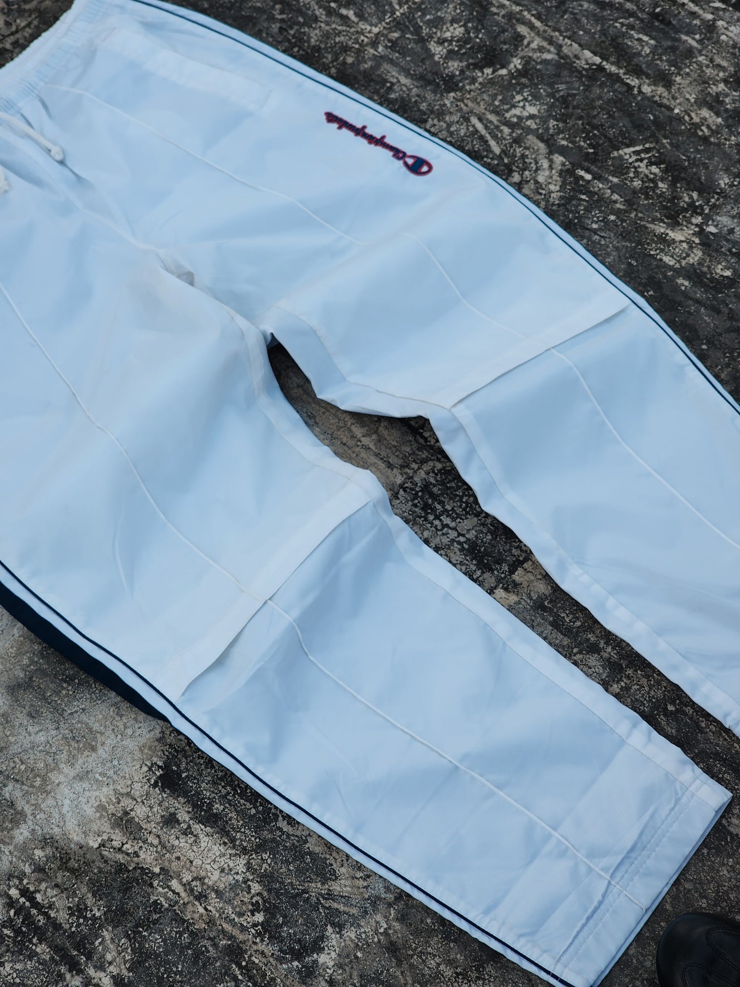 Vintage Champion White Pleated Trackpants (S)