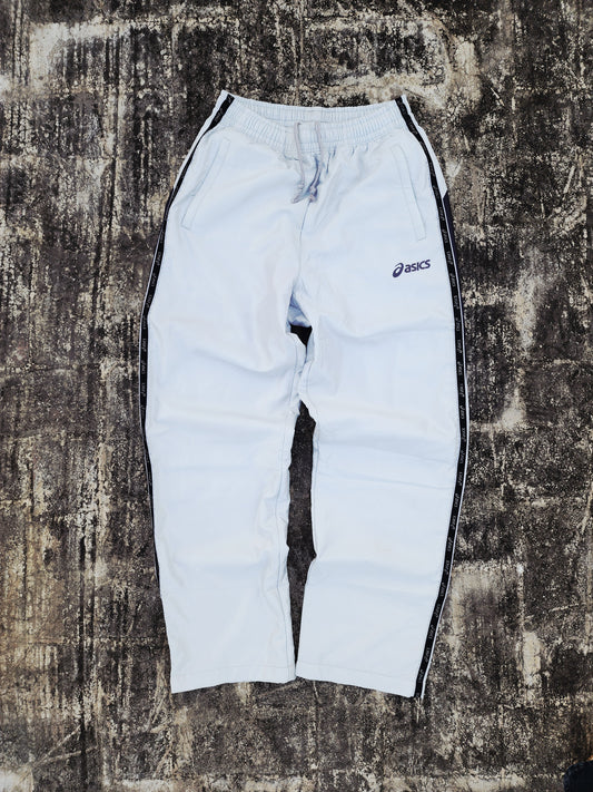 Vintage Silver Asics Striped Baggy Trackpants (M)