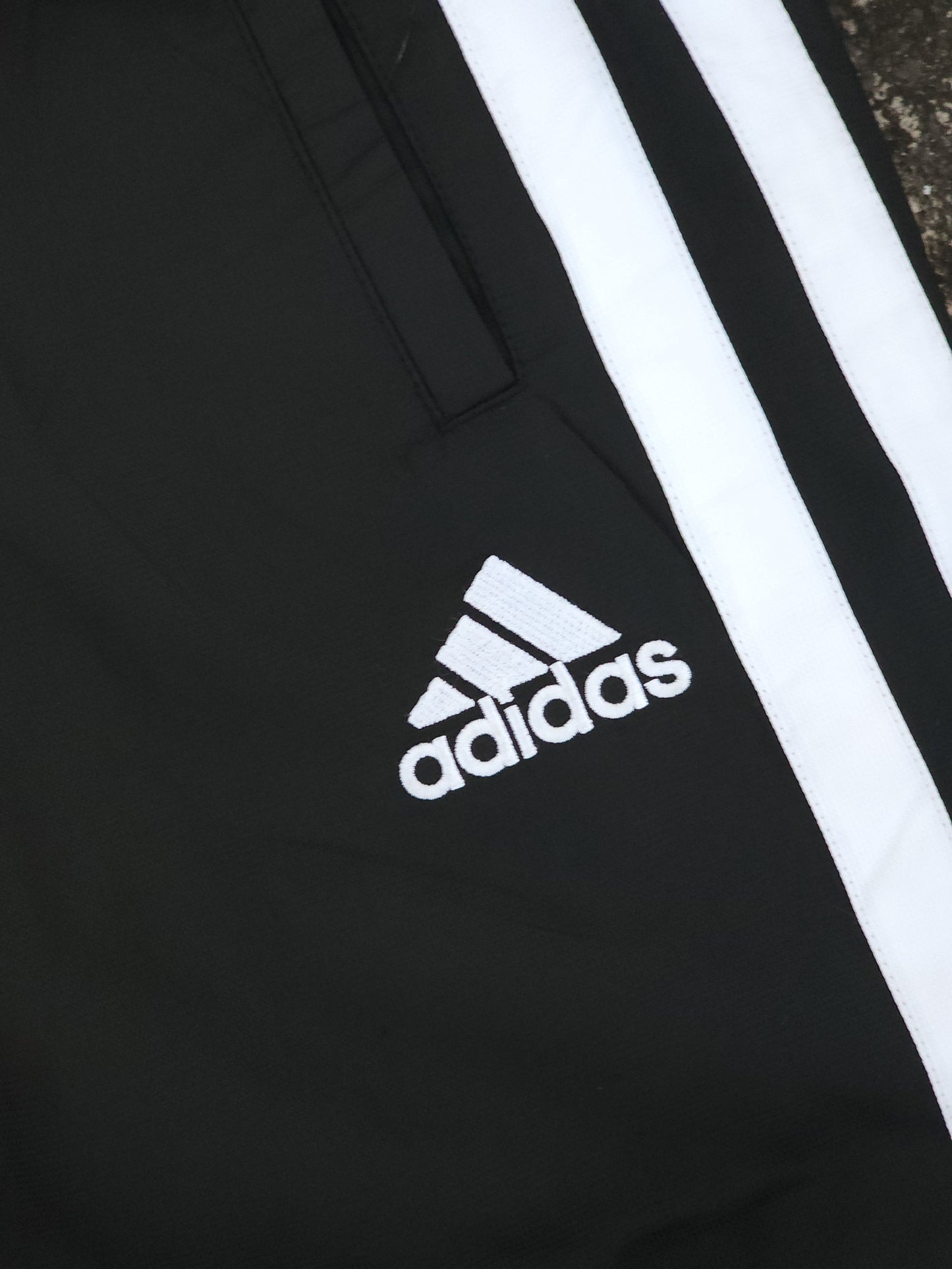 Adidas Black - White Stripes Baggy Trackpants (S/M)