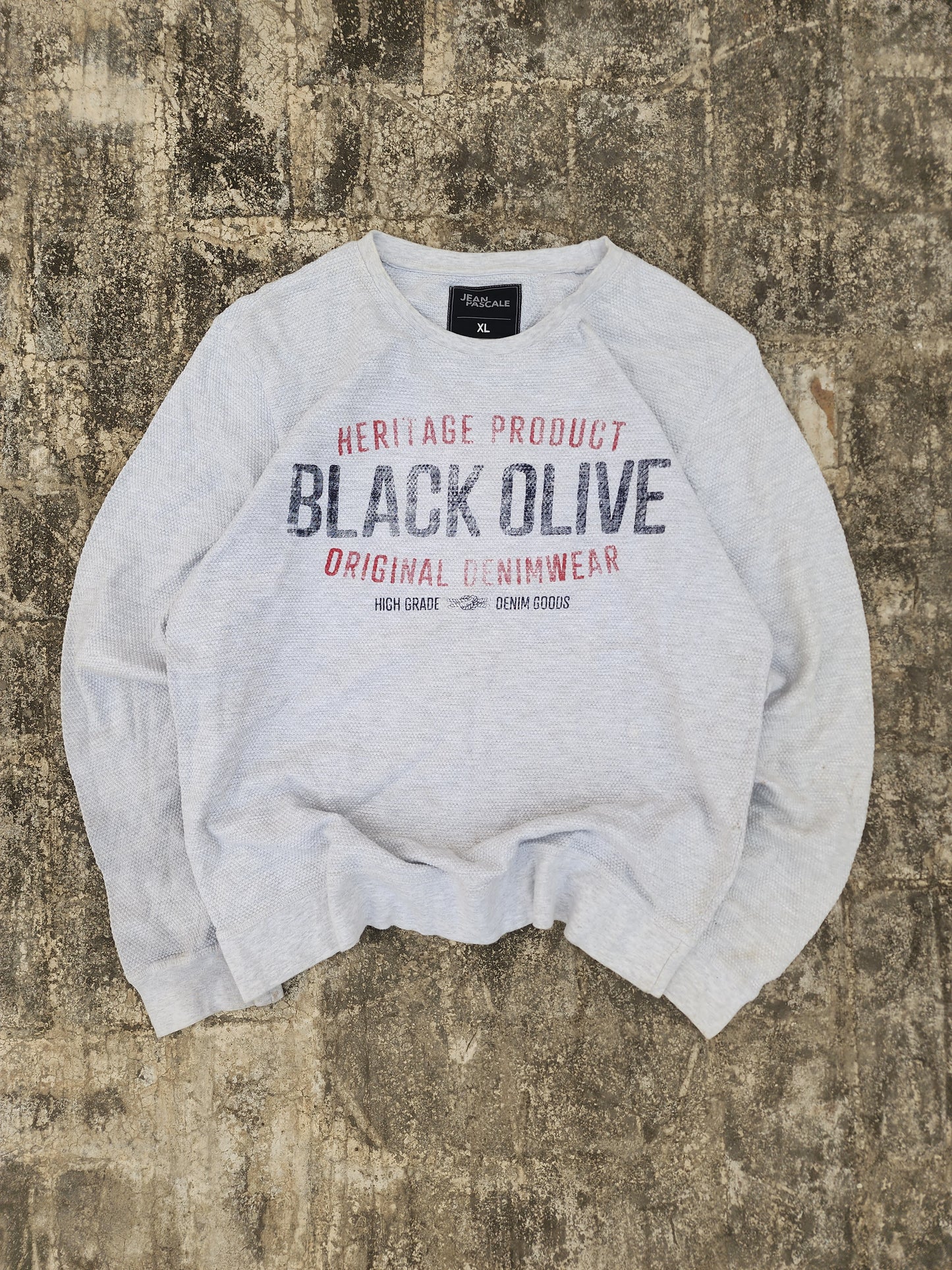 Vintage Grey Texturized Jean Pascale Black Oliver Sweatshirt (M)