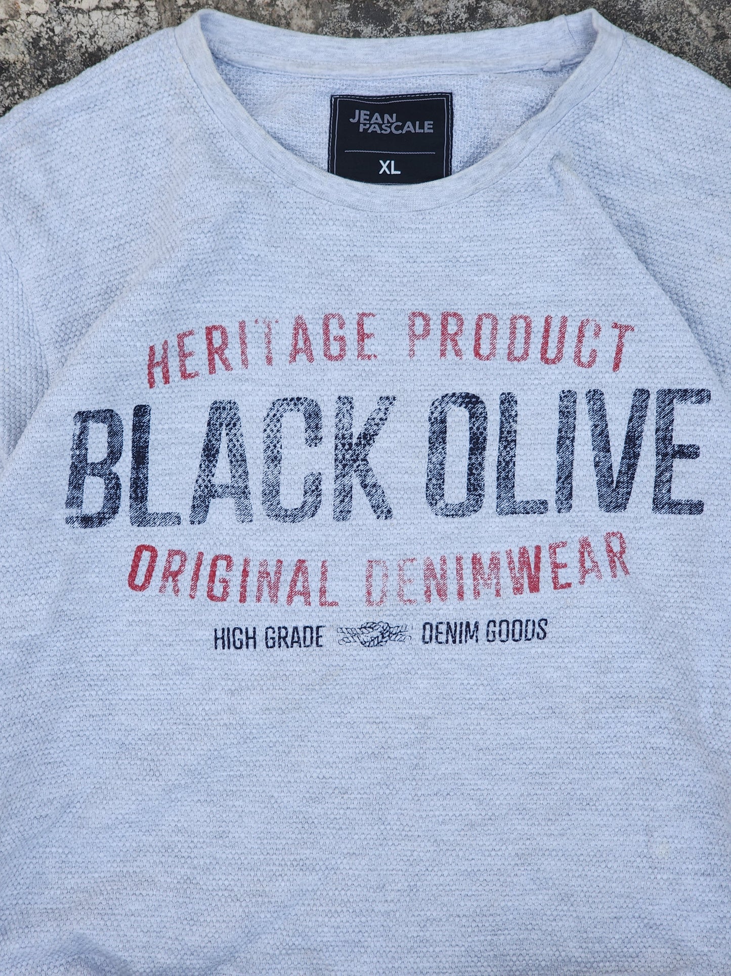 Vintage Grey Texturized Jean Pascale Black Oliver Sweatshirt (M)