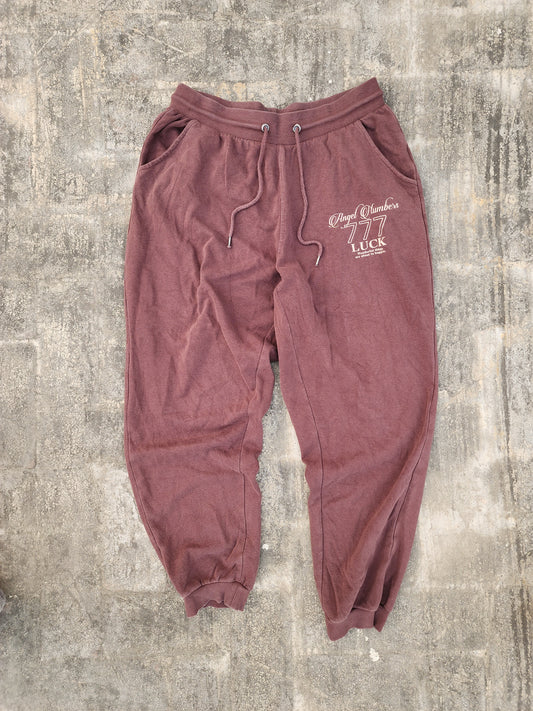 Vintage Maroon Brownish Angel Numbers Baggy Sweatpants (M)