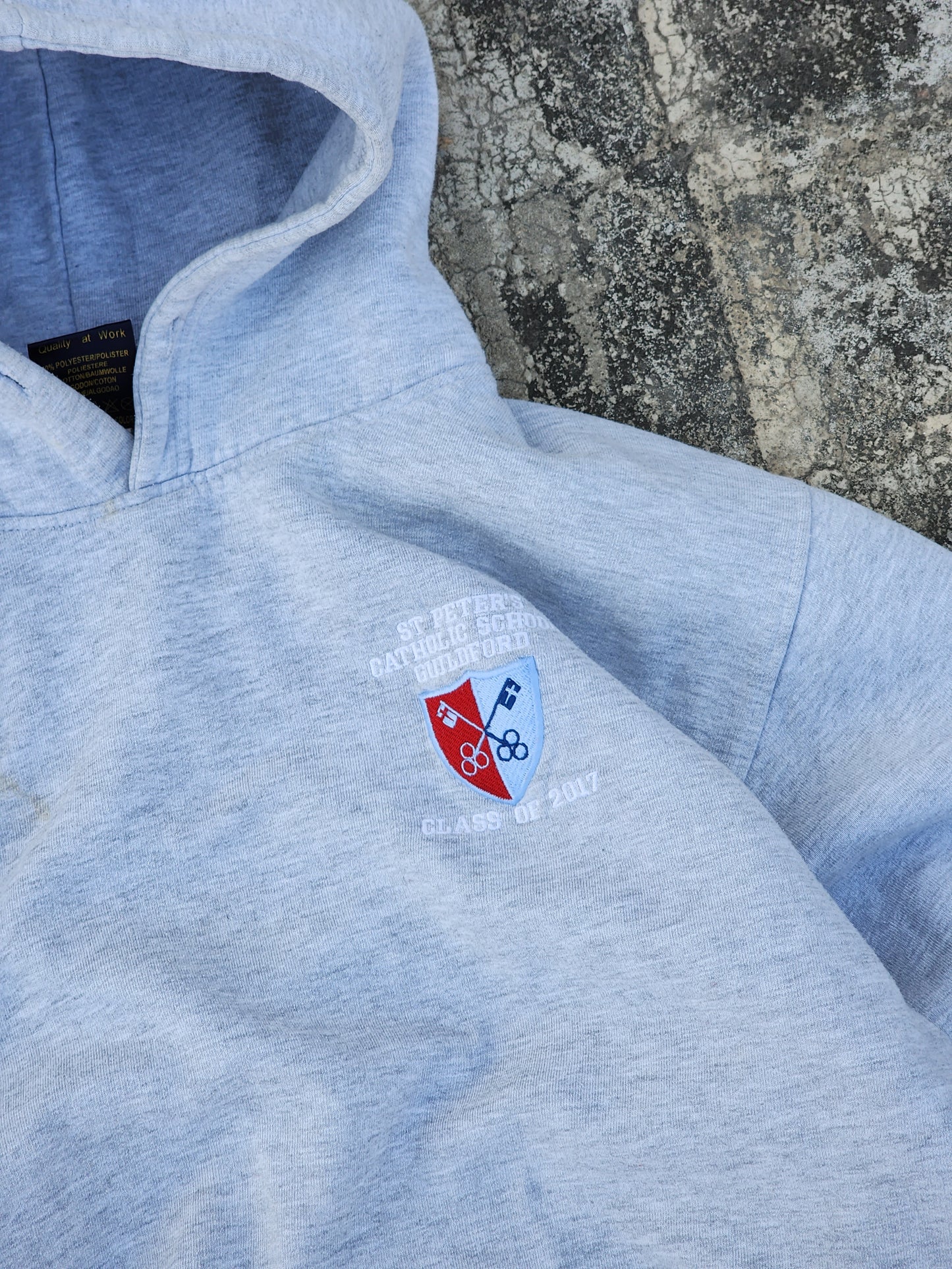 Uneek Classic ST Peter's Catholic School Guildford Class of 2017 Grey Hoodie Cropped Fit (M)