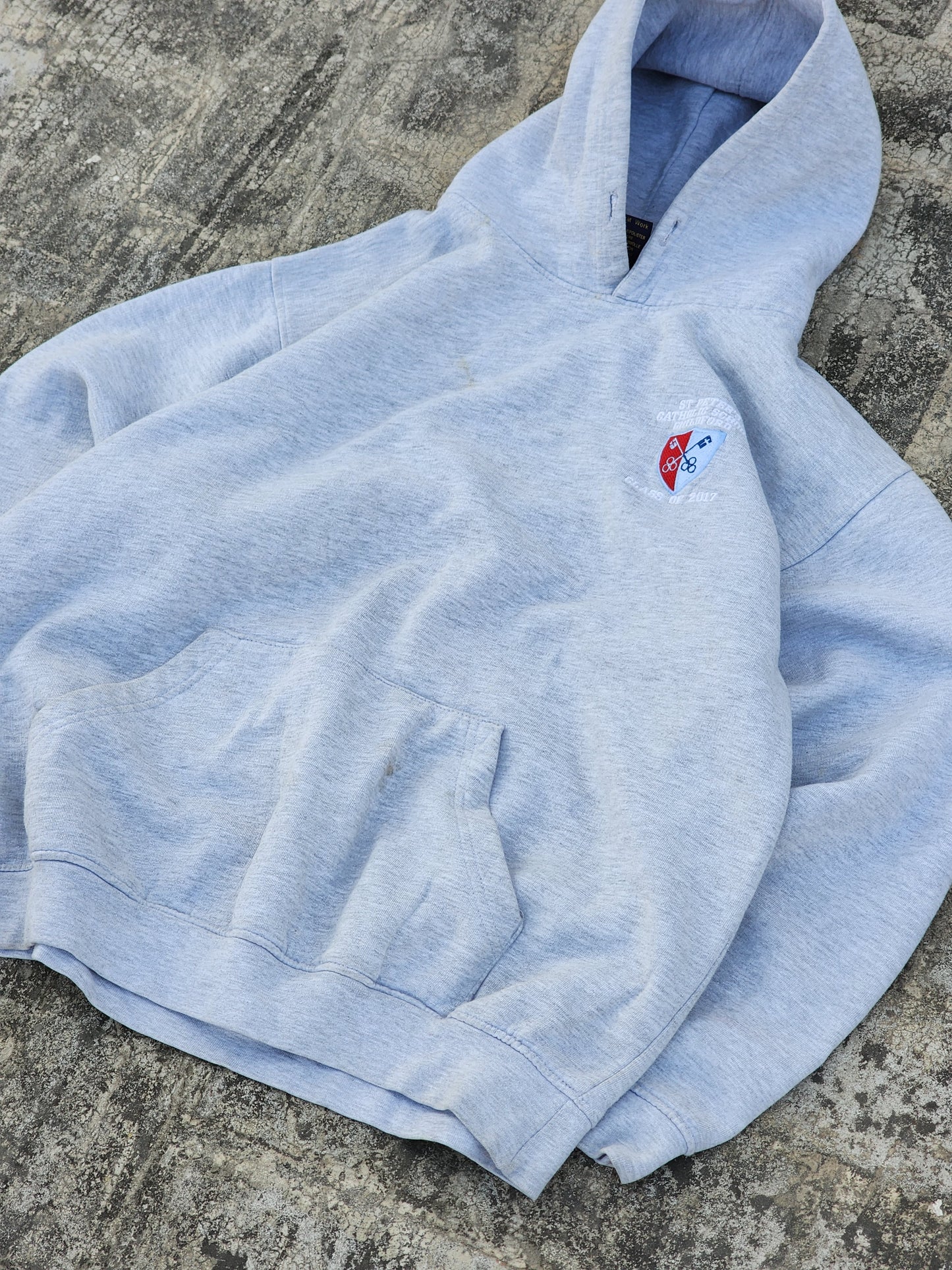 Uneek Classic ST Peter's Catholic School Guildford Class of 2017 Grey Hoodie Cropped Fit (M)