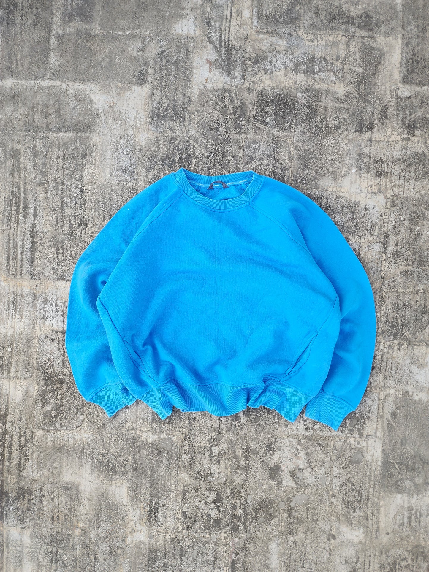 Plain Blue Sweatshirt with Pockets (Cropped and Boxy Fit) (S/XS)