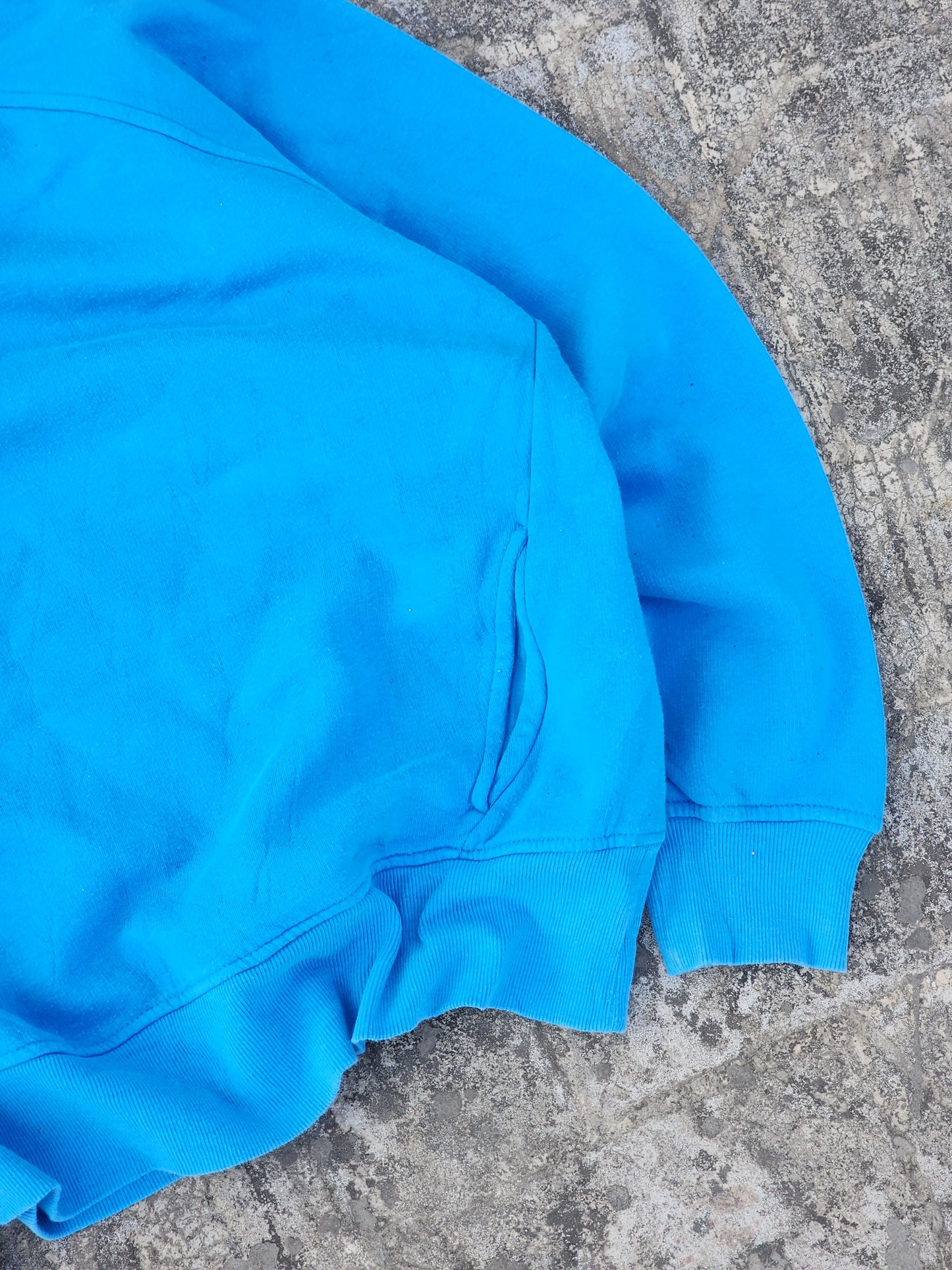 Plain Blue Sweatshirt with Pockets (Cropped and Boxy Fit) (S/XS)