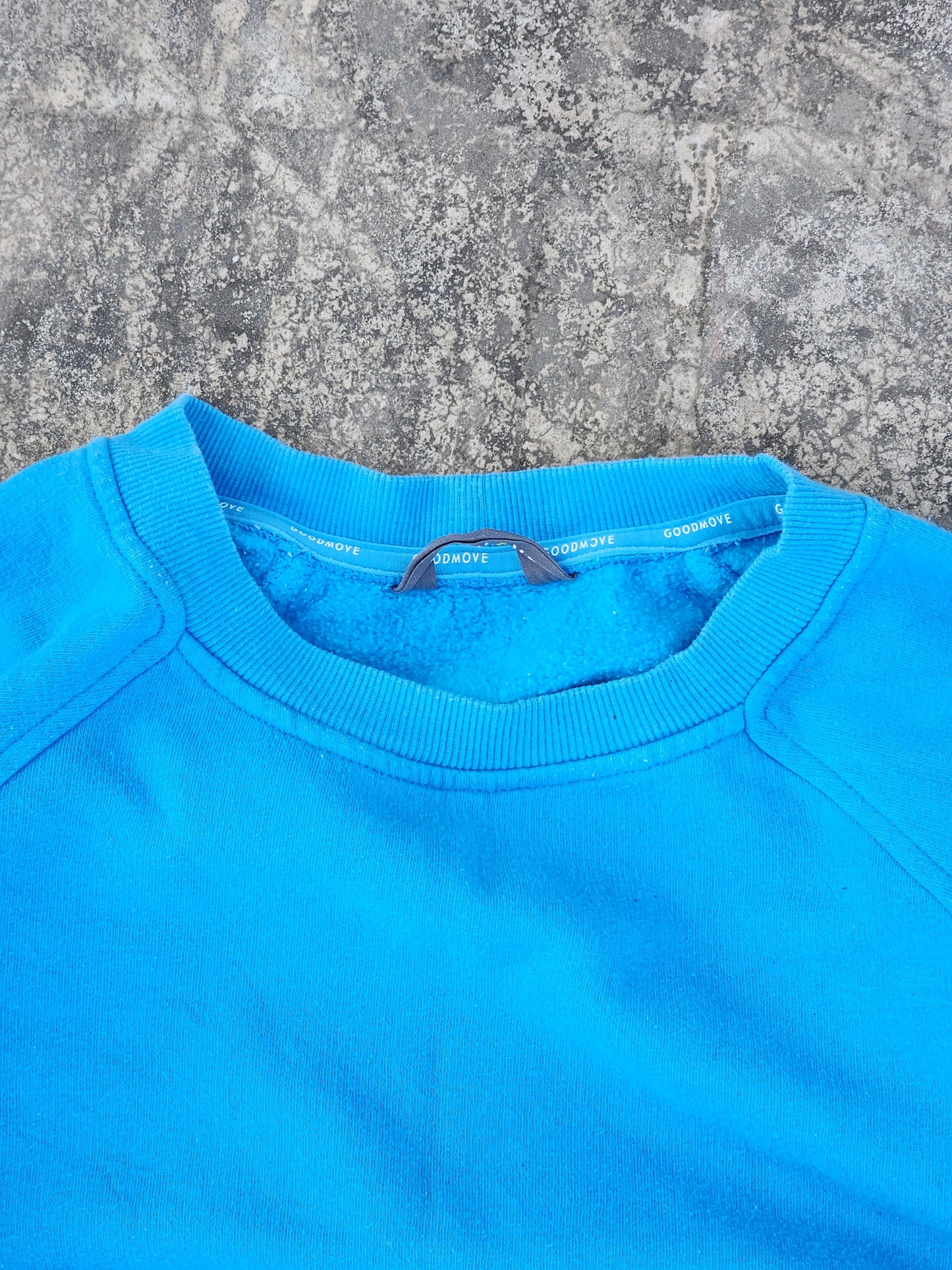 Plain Blue Sweatshirt with Pockets (Cropped and Boxy Fit) (S/XS)