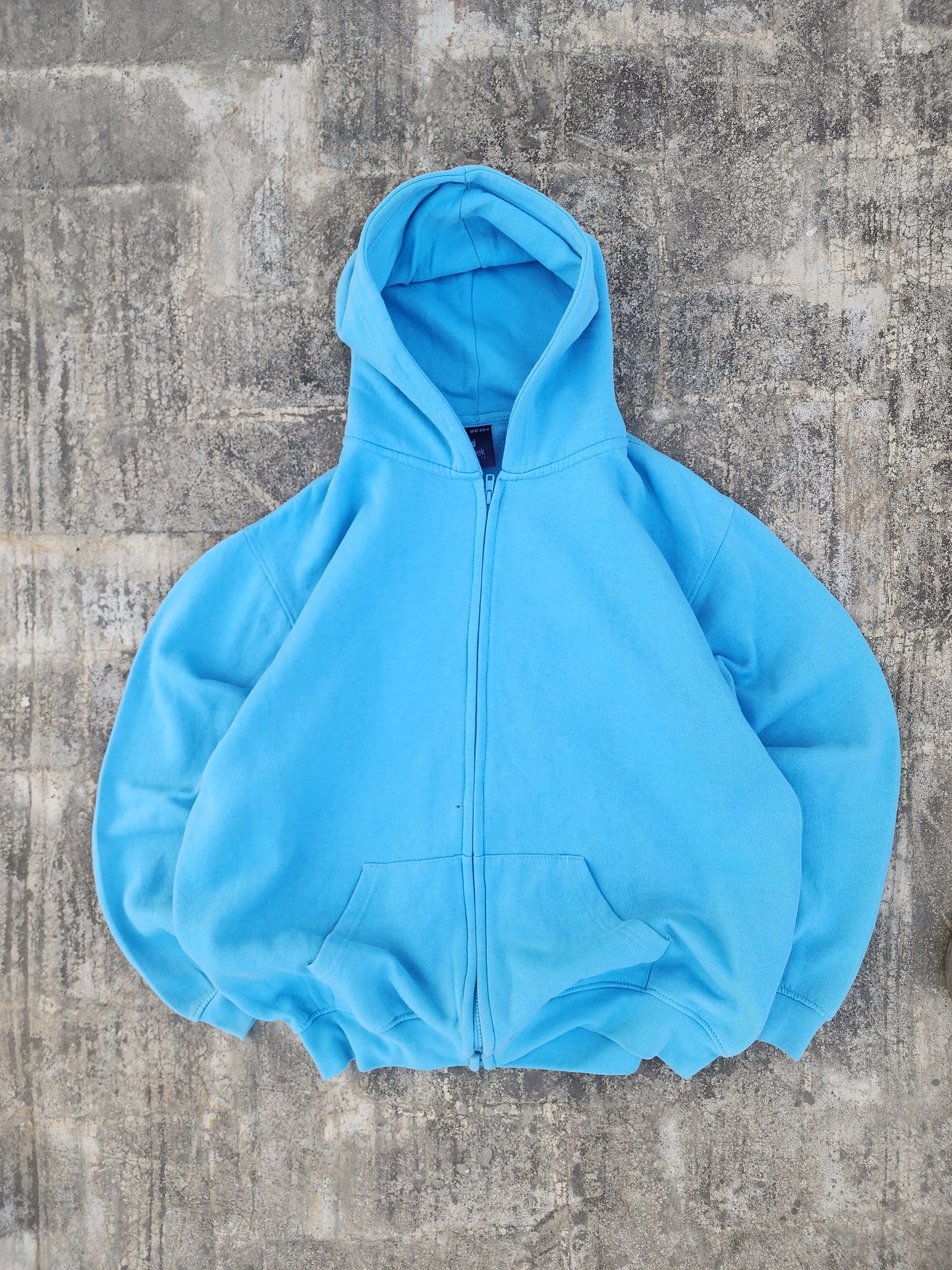 Vintage Uneek Classic Cyan Zipper Hoodie (L)