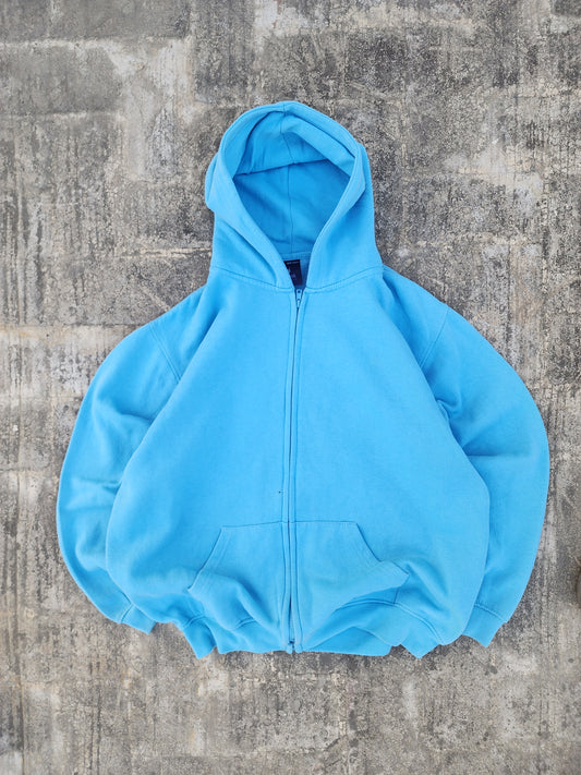 Vintage Uneek Classic Cyan Zipper Hoodie (L)