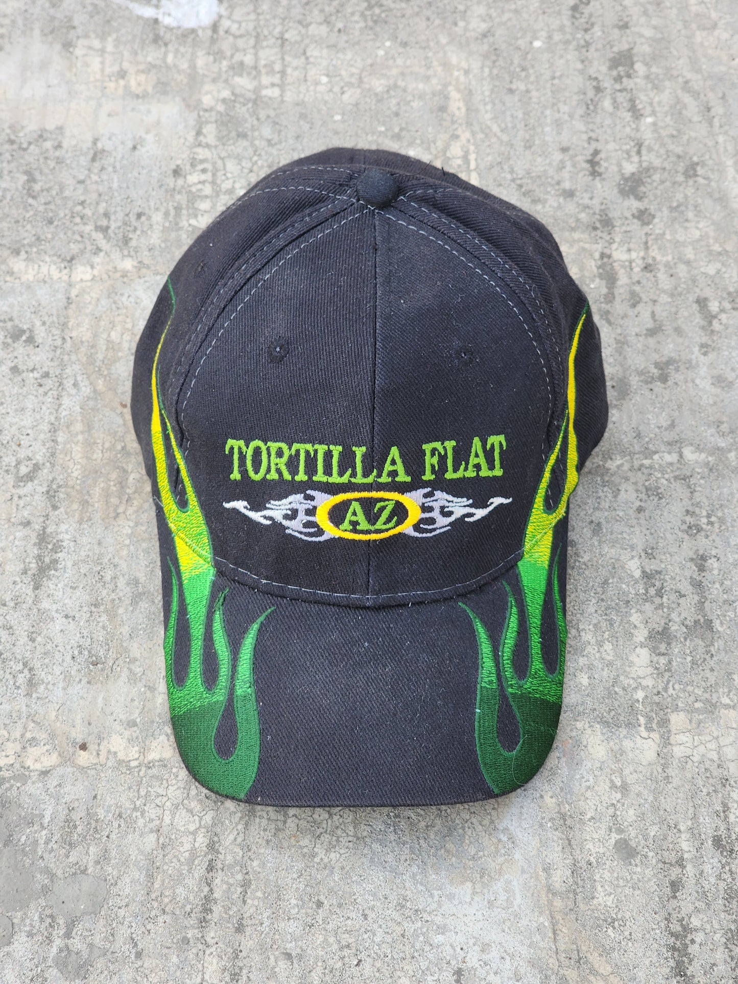 Vintage Tortilla Flat Green Flames Racing Cap
