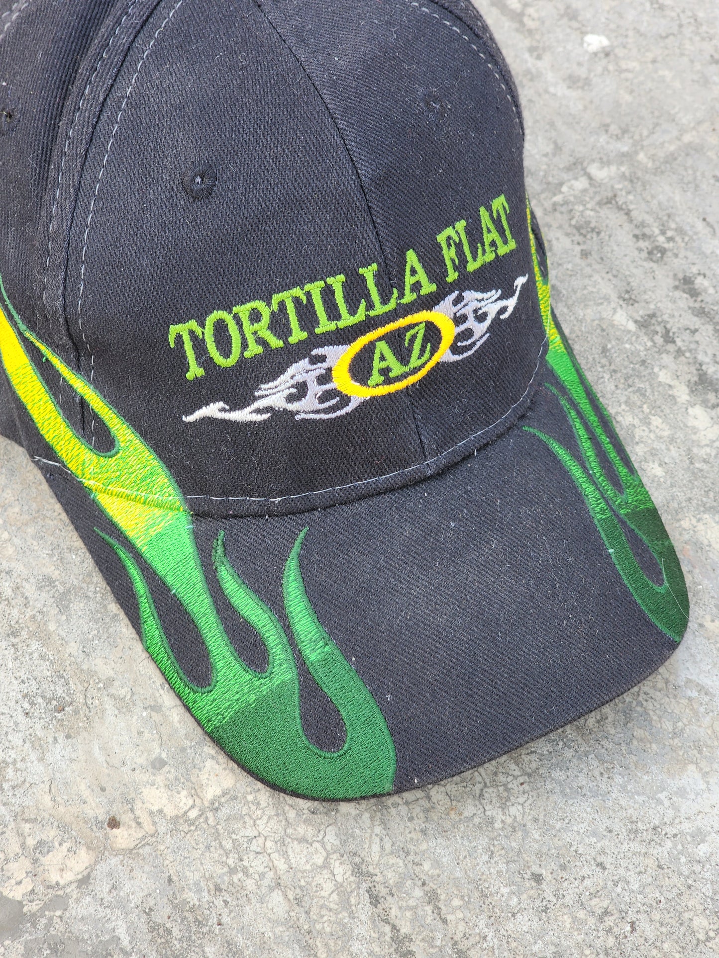 Vintage Tortilla Flat Green Flames Racing Cap
